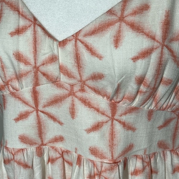 LOFT Women's Adjustable Straps Babydoll Top Linen Rayon Cream Coral Print Medium - Picture 3 of 8